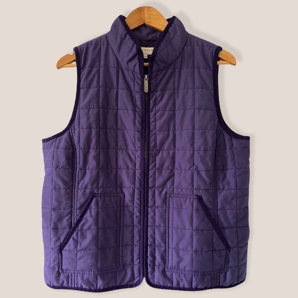 JONES NEW YORK Purple Quilted Vest Large